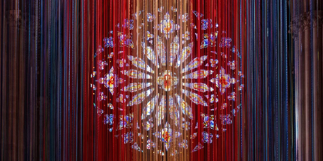 Light through a stained-glass window.